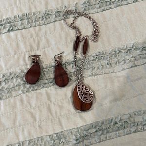 Brighton wood necklace and earrings